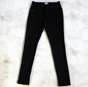 Acne Studios Suede Leggings with Zipper & Snap Waist, Leather Trim Faux Pockets